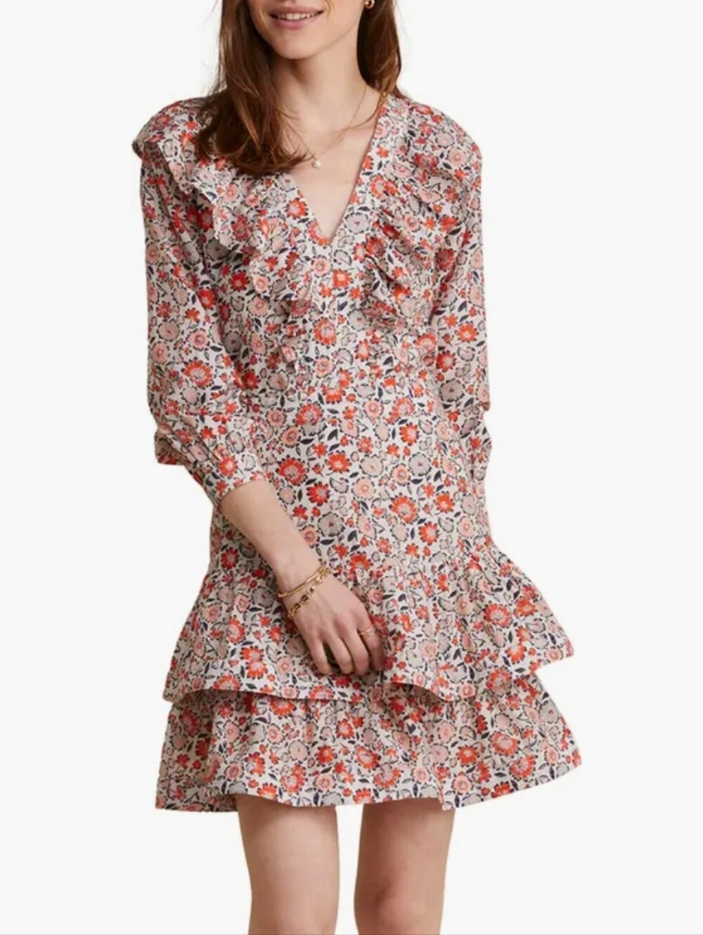 NWOT Vineyard Vines Ivy Ruffle Orange Floral Dress - Size 8